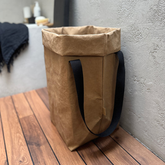 Eco-friendly washable paper laundry basket handmade in Poland