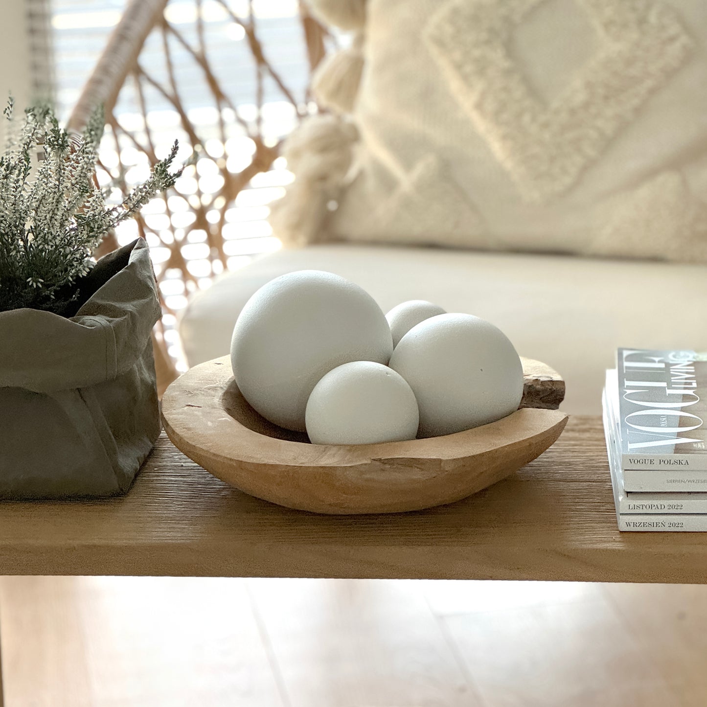 Sphere Concrete Decoration, Set of 4 - White