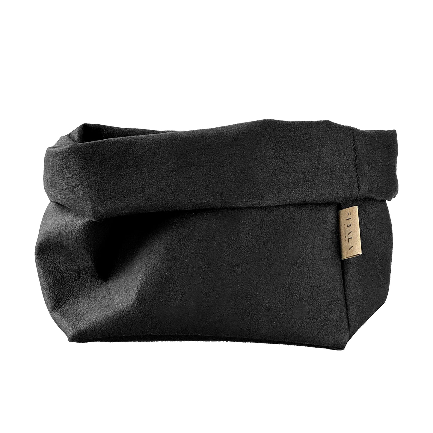 Medium black washable paper bag basket, white BG—eco reusable tote