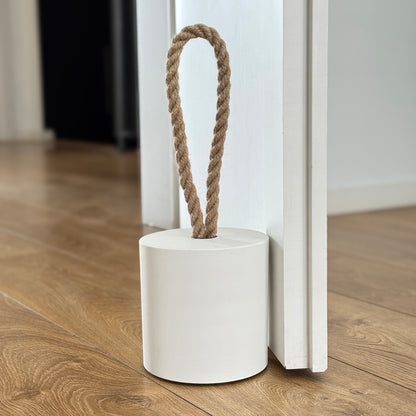 XL loop concrete door stop with jute rope handle – minimalist interior