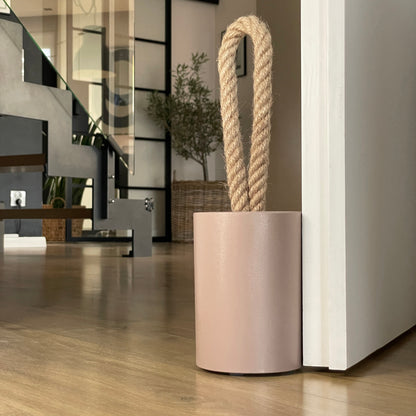 Nature concrete door stop with natural jute handle interior