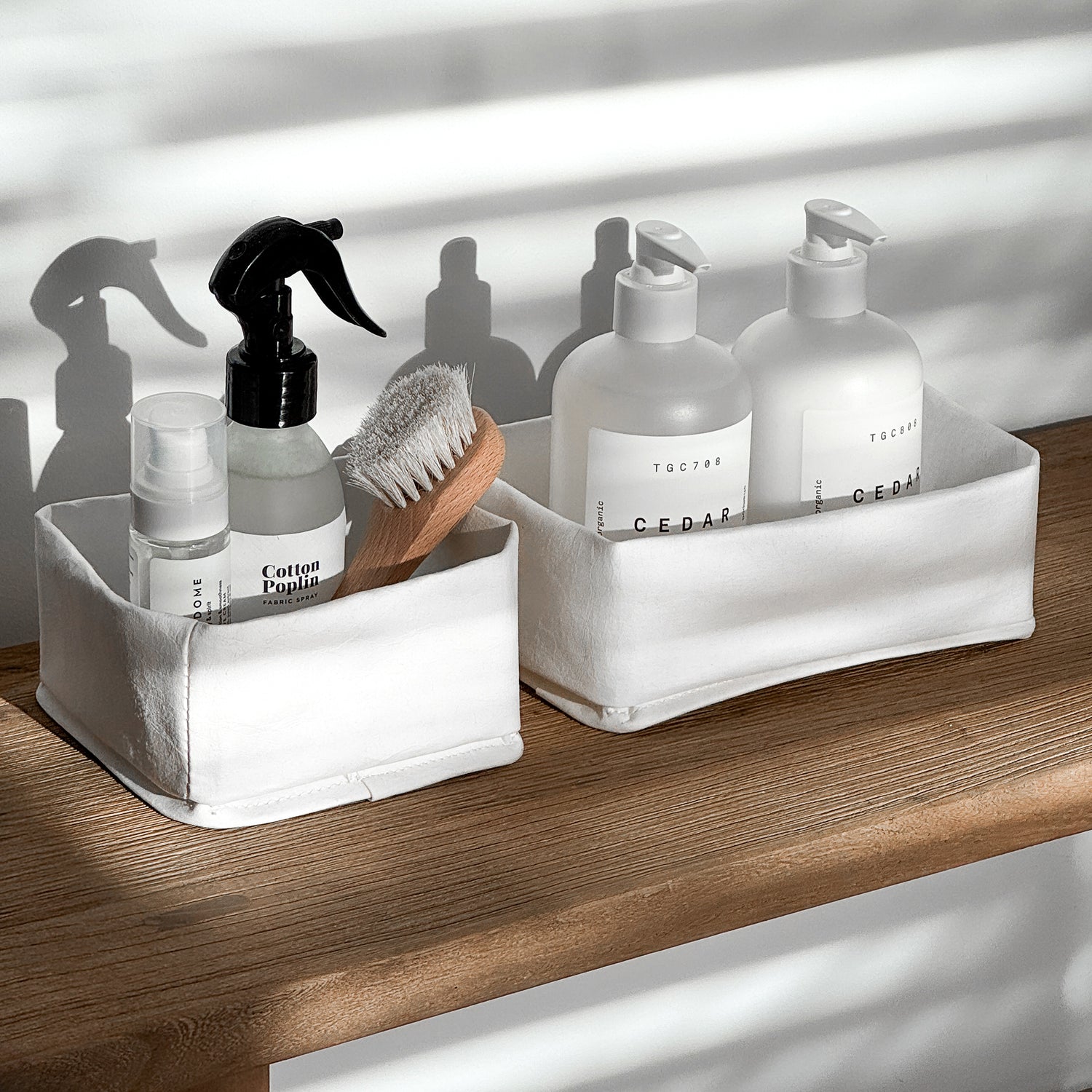 FLORO washable paper storage basket with soft roll top design