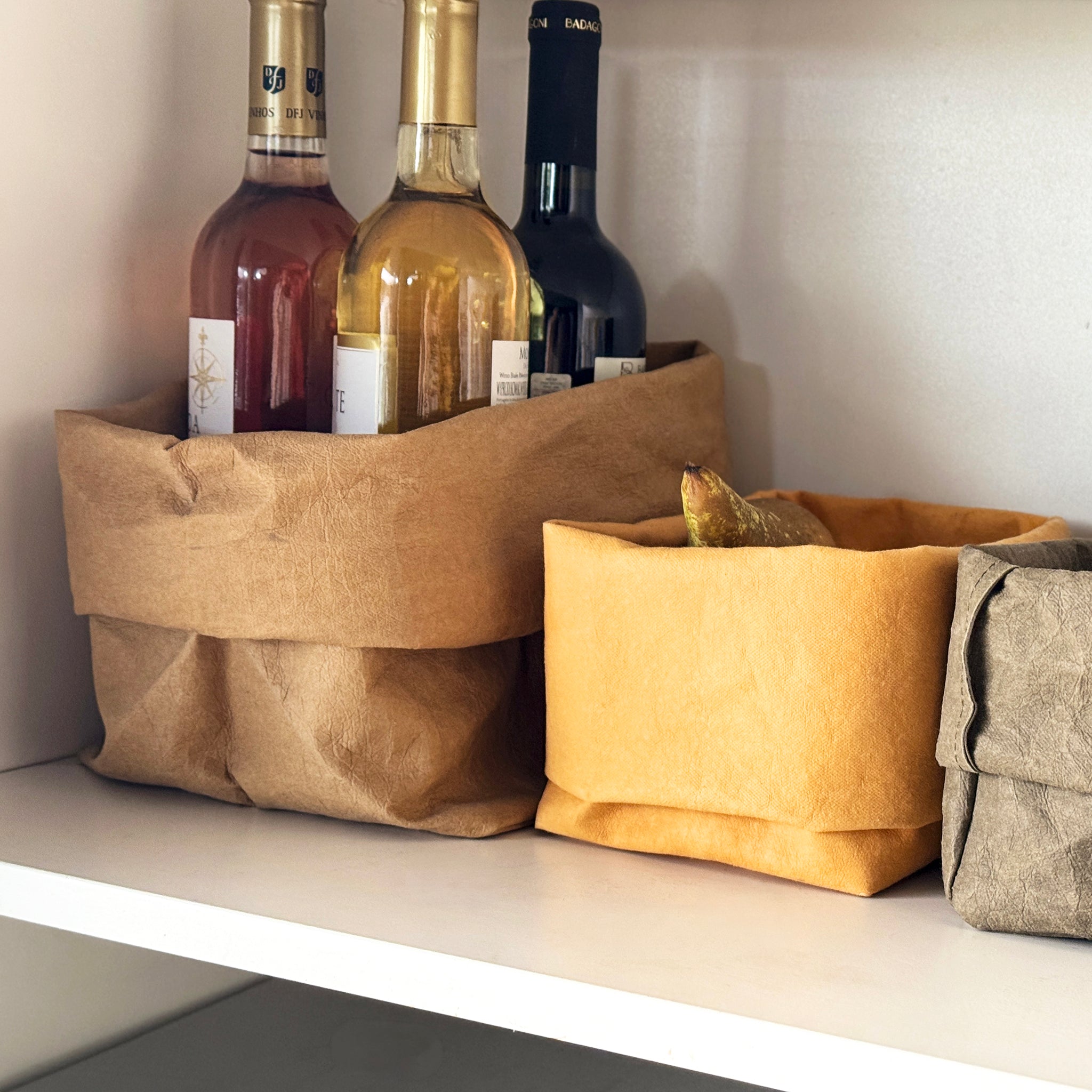 Large Washable paper bag for bottle and fruit storage