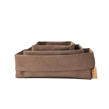 Mono washable paper storage basket in cocoa