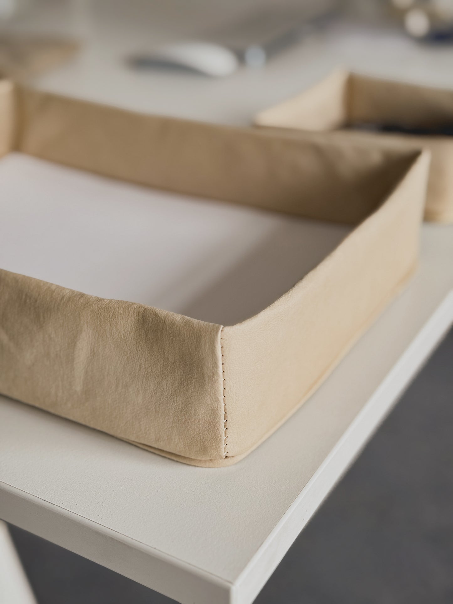 Close-up of washable paper texture on document tray