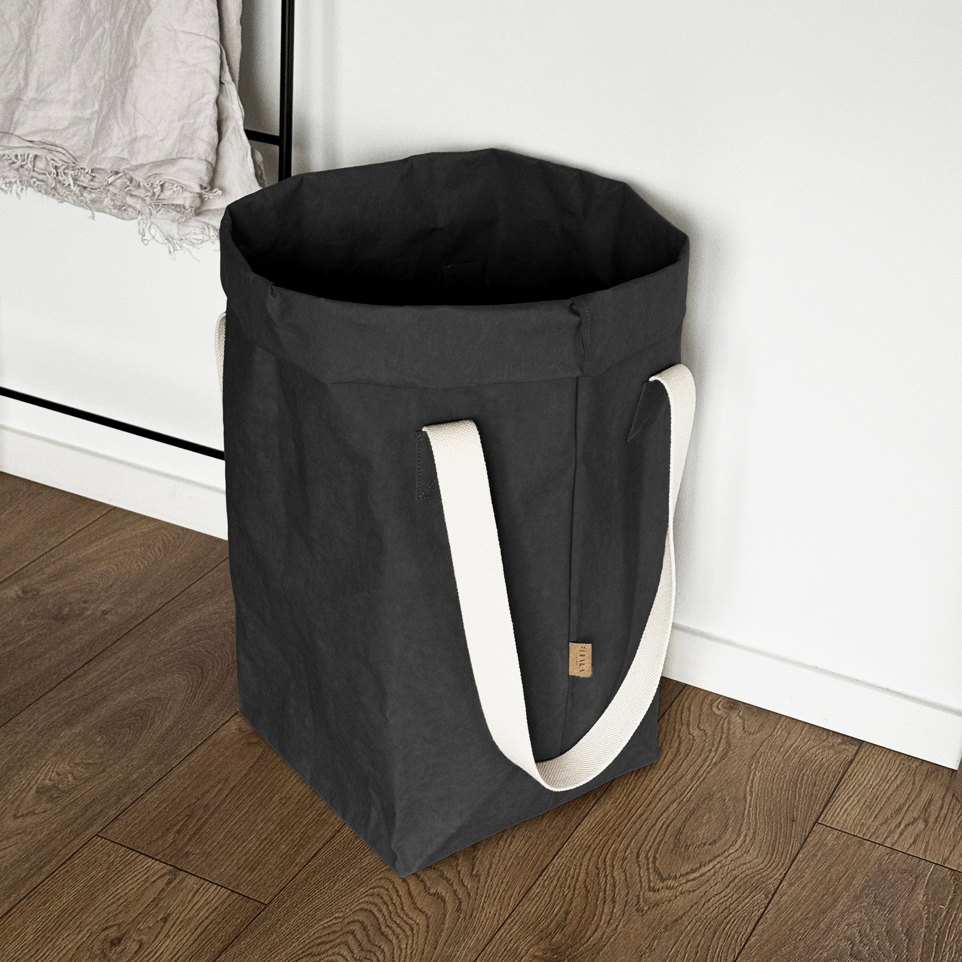 Black modern neutral laundry storage basket