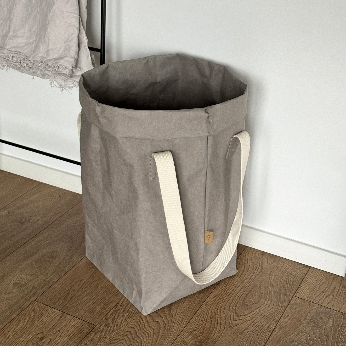 Natural washable paper laundry basket with cotton handles