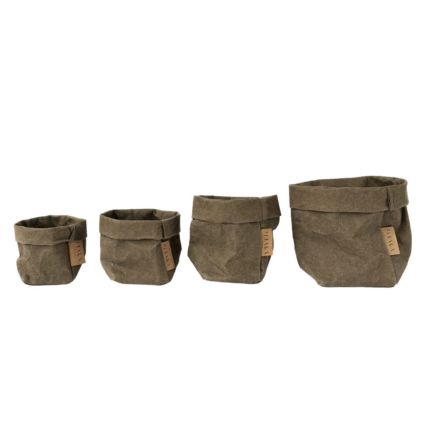 Washable paper storage bundle in olive, set of 4 minimalist organizers
