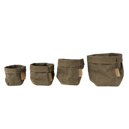 Washable paper storage bundle in olive, set of 4 minimalist organizers
