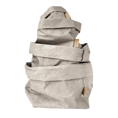 Washable paper storage bundle in grey, set of 4 bags
