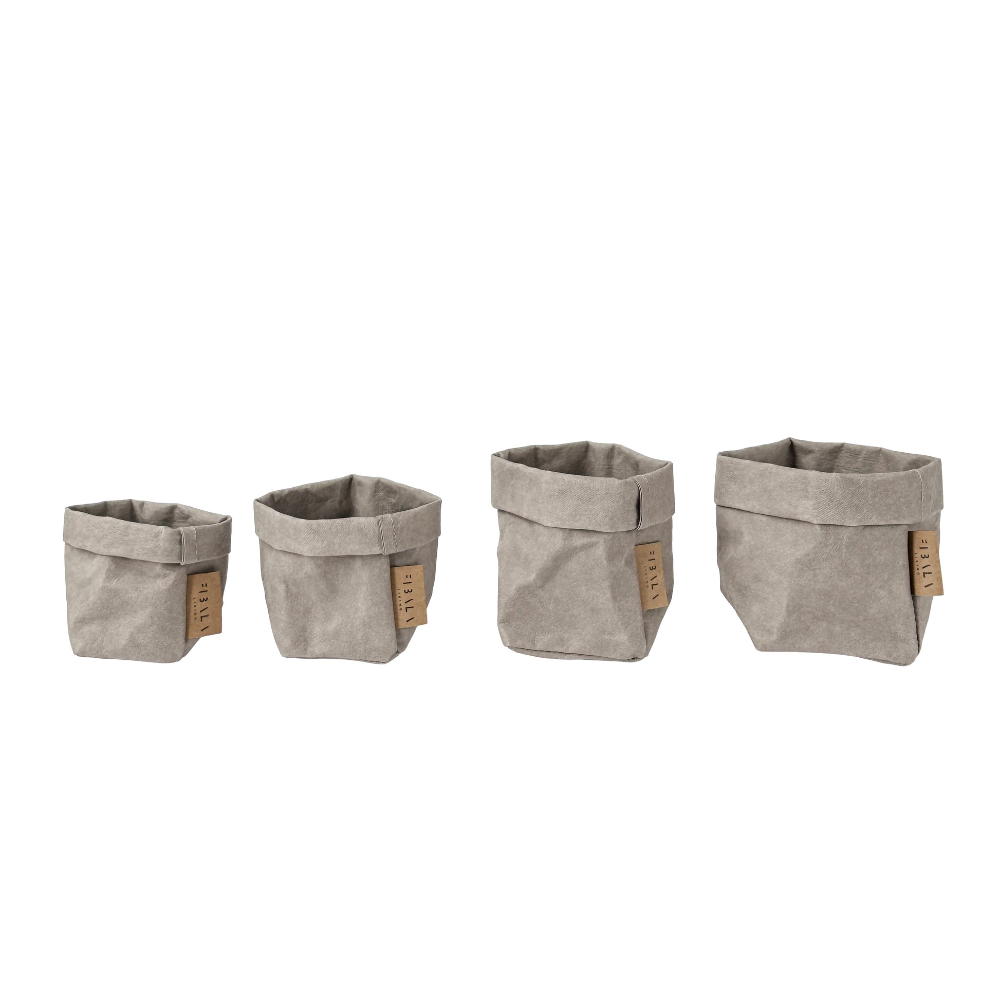 Washable paper storage bundle in grey, set of 4 minimalist organizers

