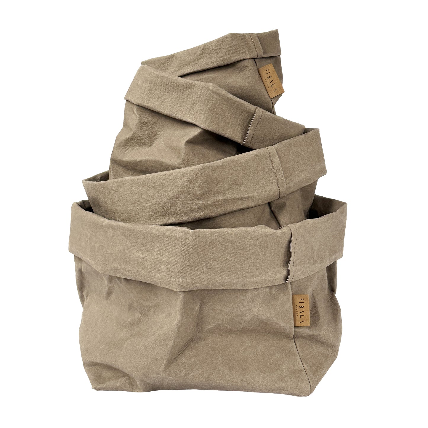 Washable paper storage bundle in chino, set of 4 bags
