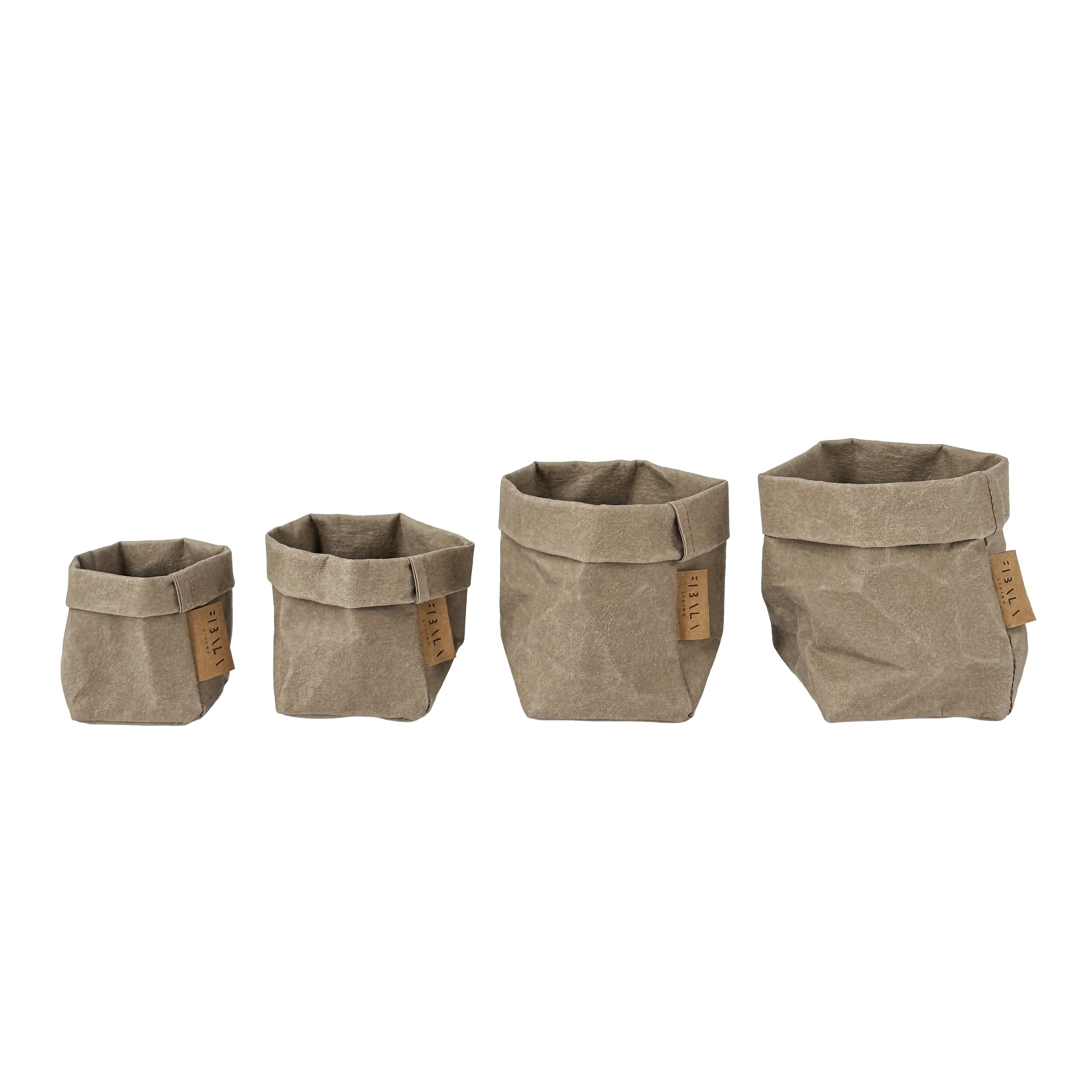 Washable paper storage bundle in chino, set of 4 minimalist organizers
