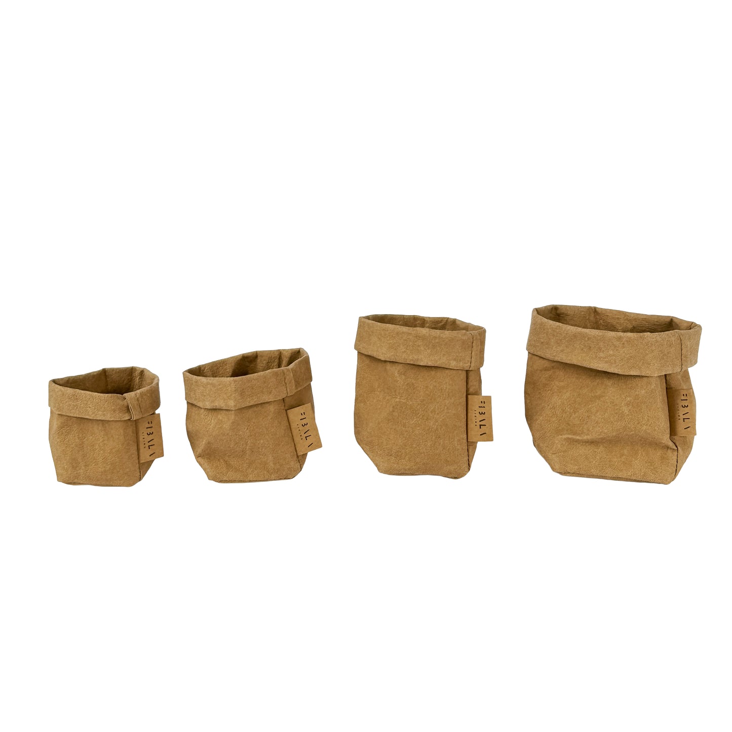 Washable paper storage bundle in brown, set of 4 minimalist organizers
