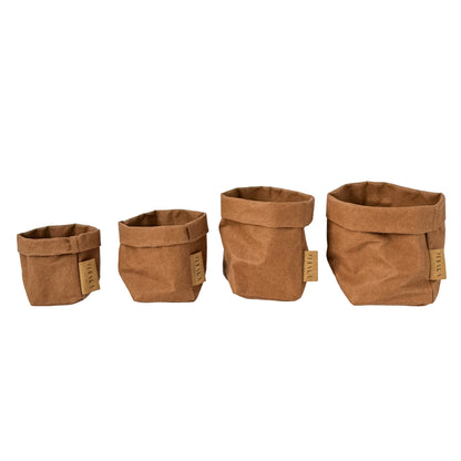Washable paper storage bundle in cinnamon, set of 4 minimalist organizers
