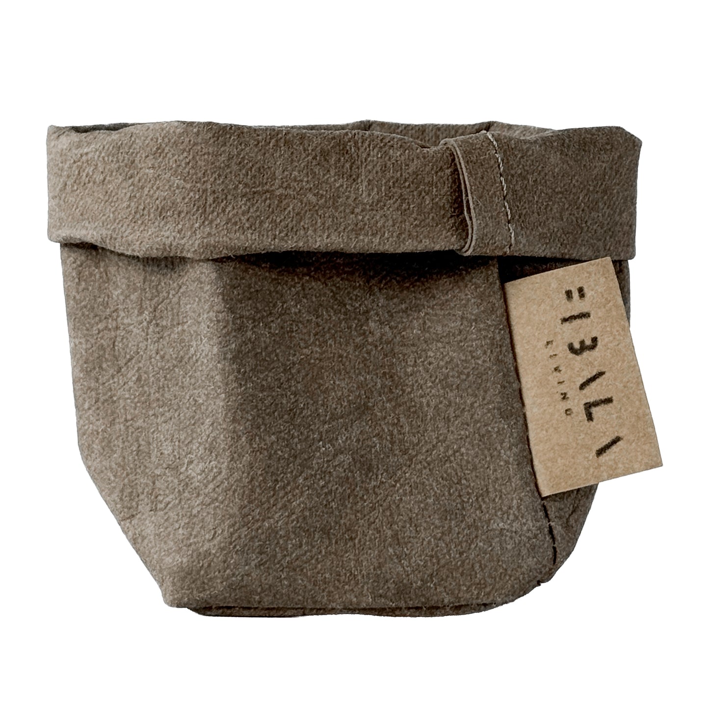 Mini Cocoa Brown Washable Paper Bag on White Background. Eco-friendly and Stylish.