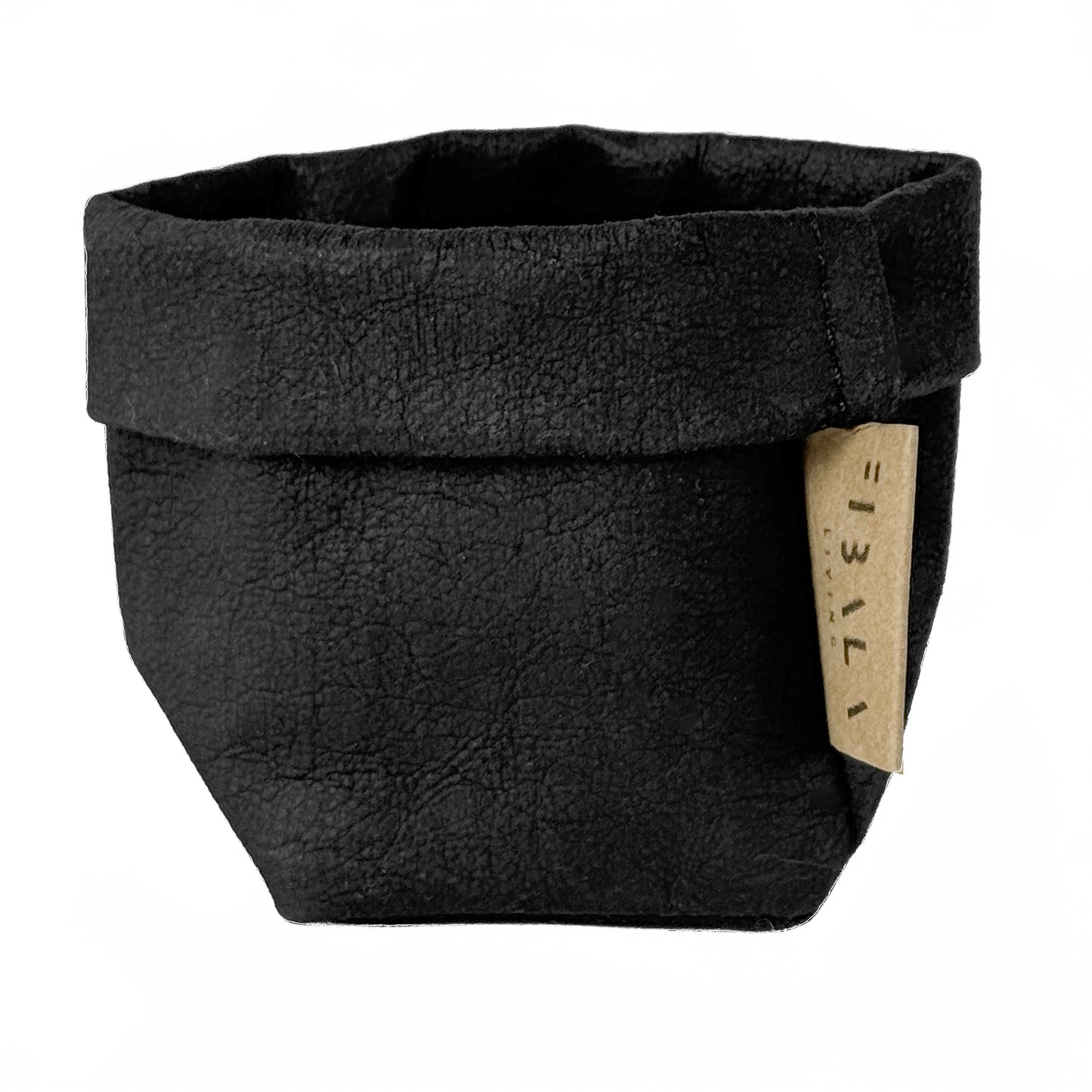 Mini Black Washable Paper Bag on White Background. Eco-friendly and Stylish.