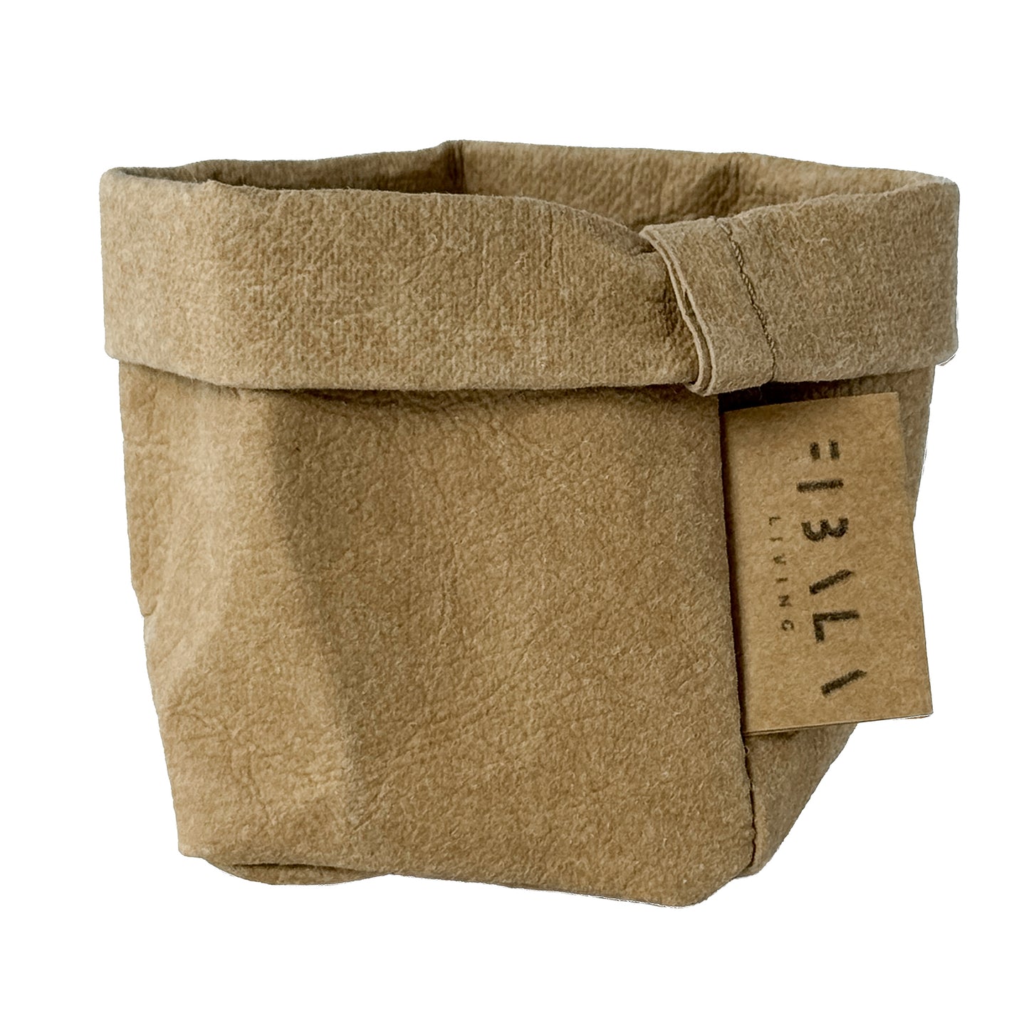 Mini Brown Washable Paper Bag on White Background. Eco-friendly and Stylish.