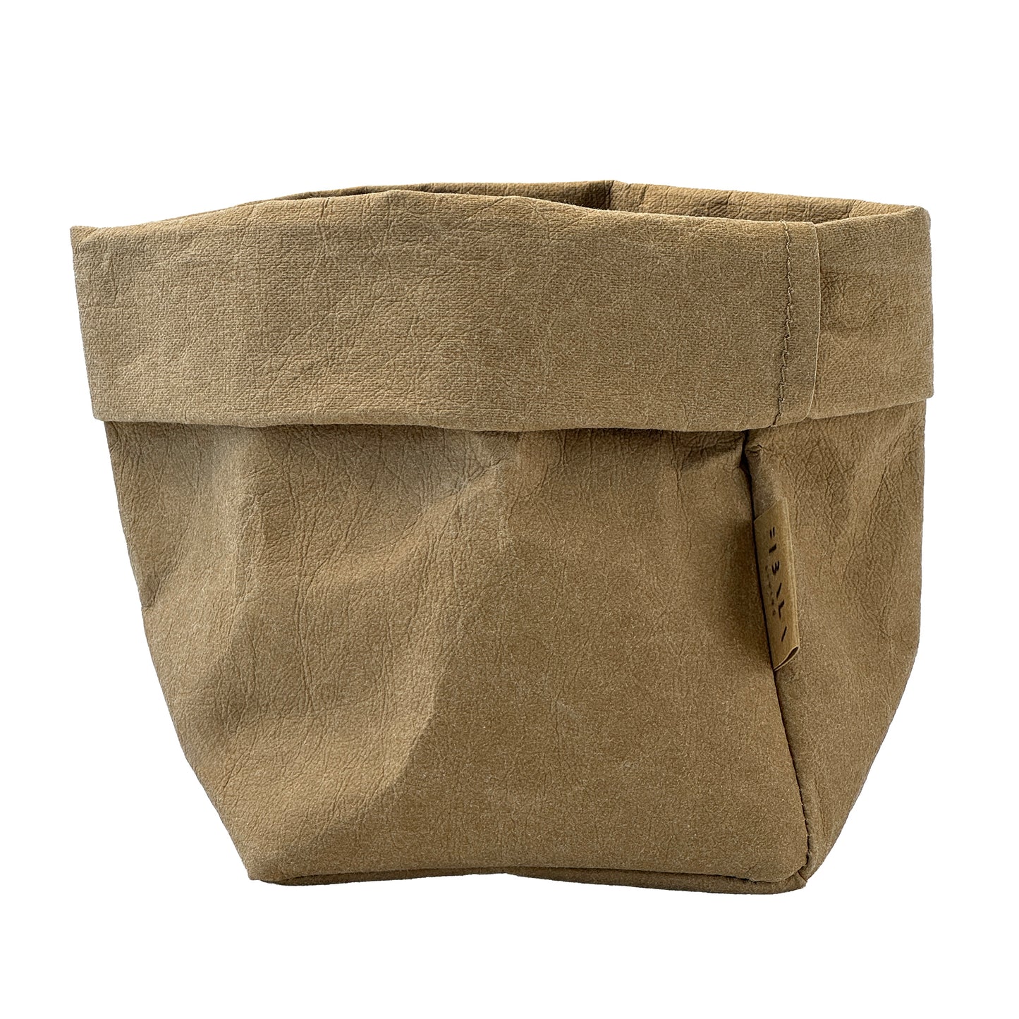 Small Brown Washable Paper Bag on White Background