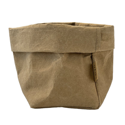 Small Brown Washable Paper Bag on White Background