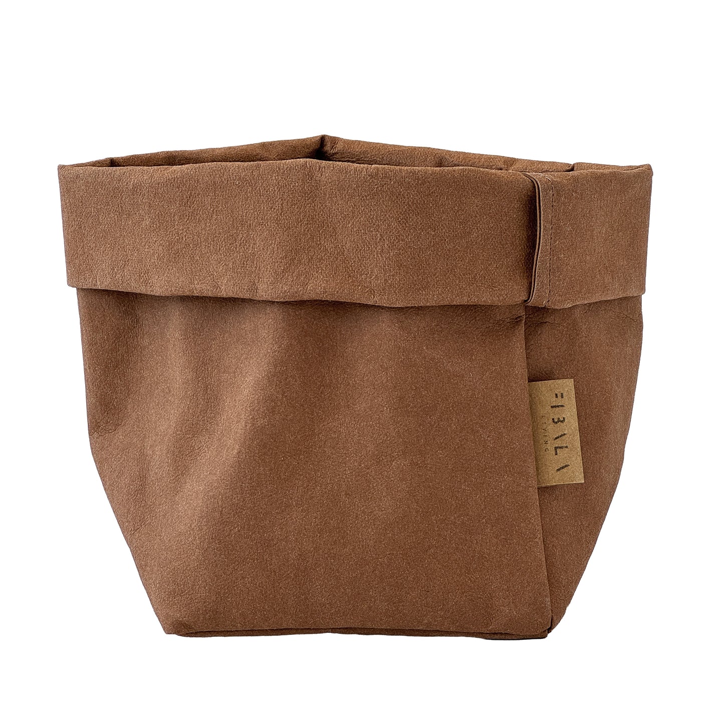 Small Cinnamon Brown Washable Paper Bag on White Background