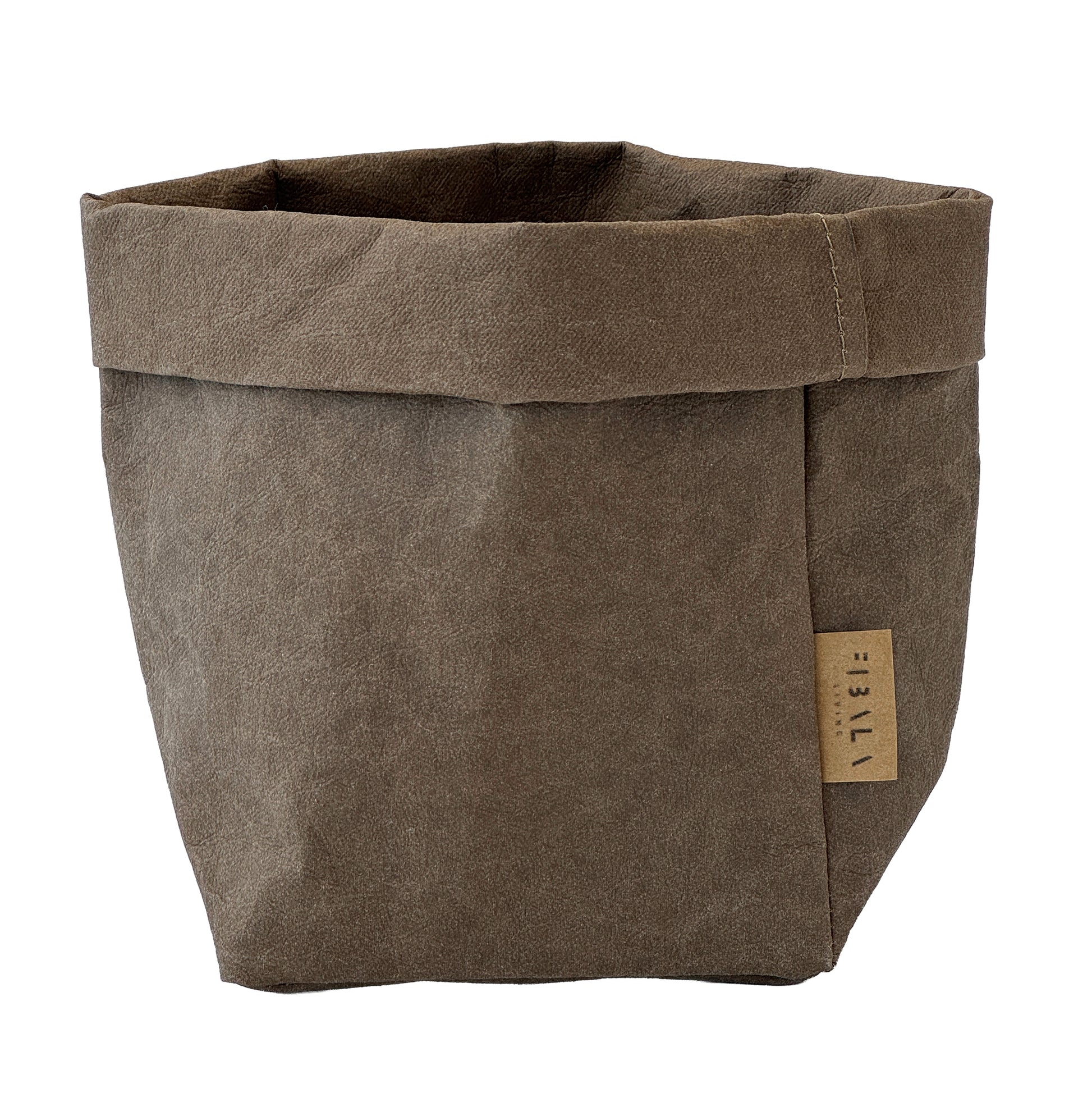 Small Cocoa Brown Washable Paper Bag on White Background