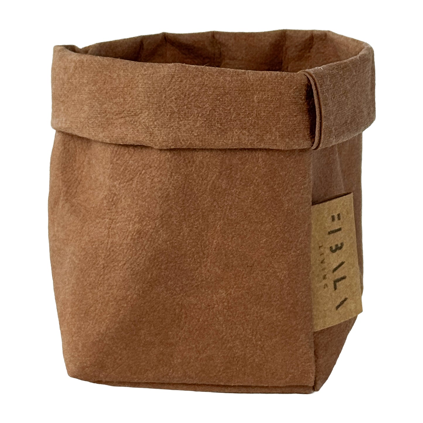 XS Cinnamon Brown Washable Paper Bag White Background