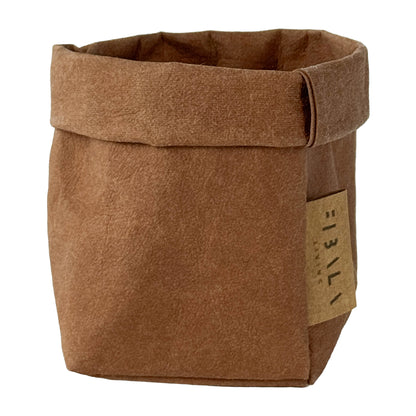 XS Cinnamon Brown Washable Paper Bag White Background