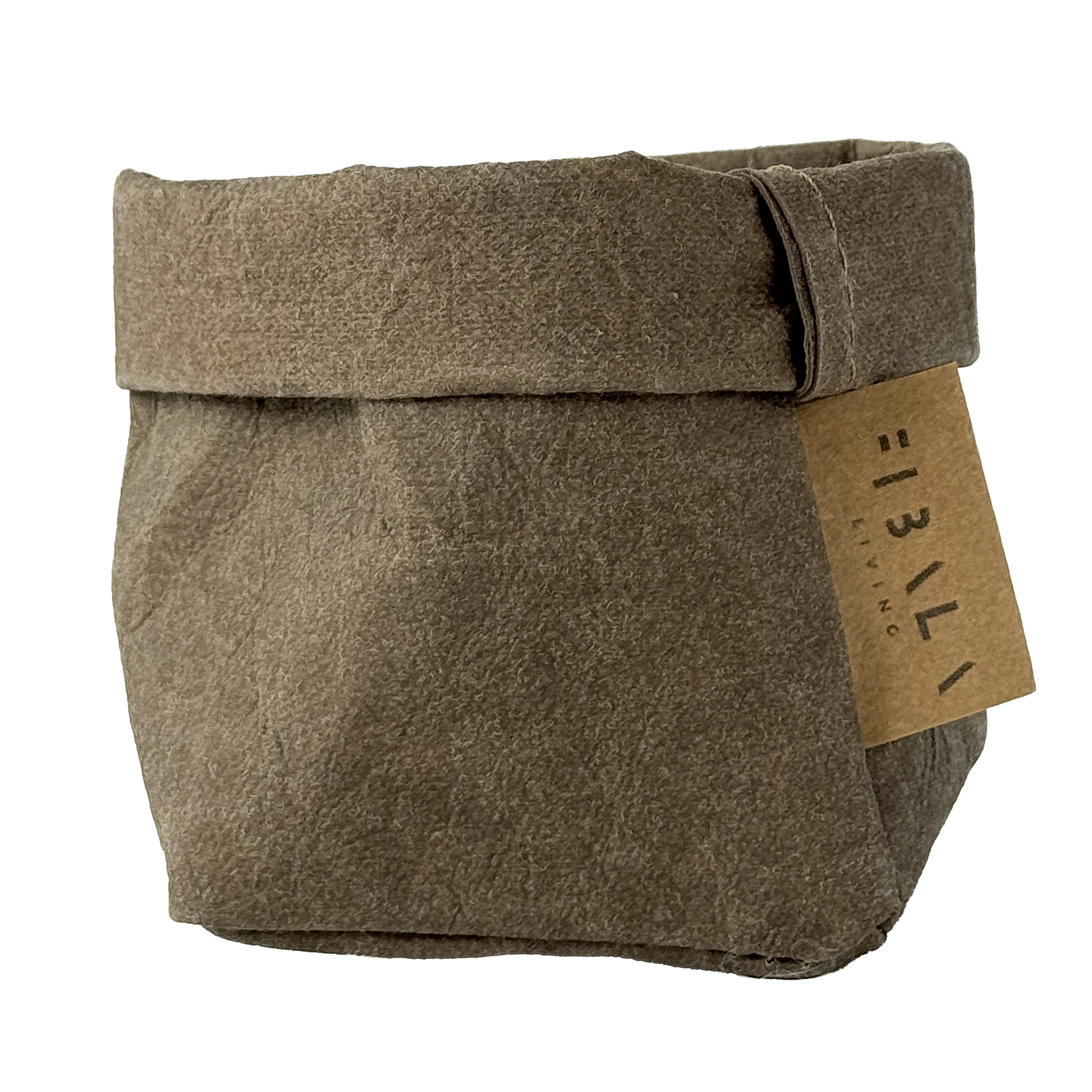 XS Cocoa Brown Washable Paper Bag White Background