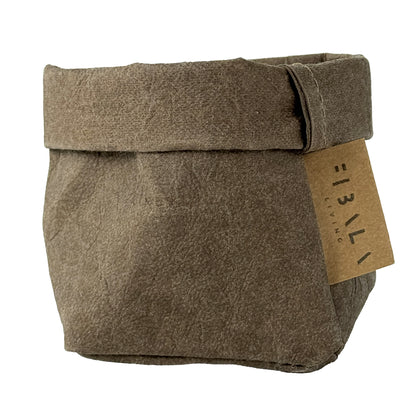 XS Cocoa Brown Washable Paper Bag White Background