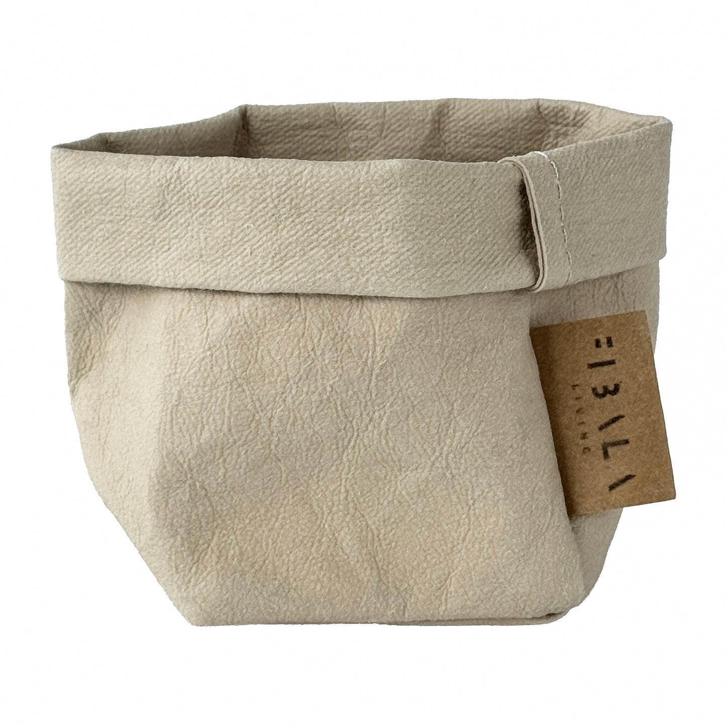 XS Sand Beige Washable Paper Bag on White Background