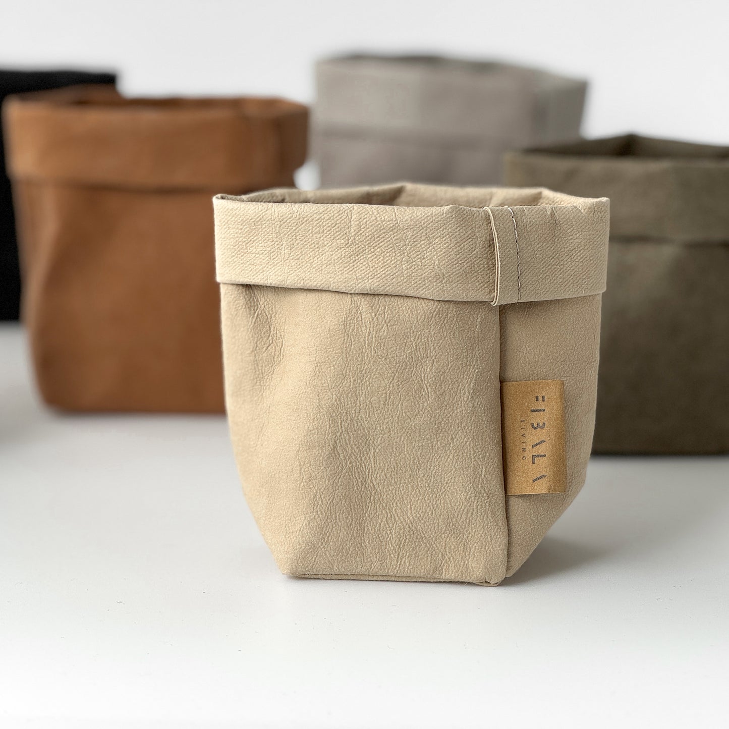 XS washable paper bag set, multi-color, white BG—eco mini tote