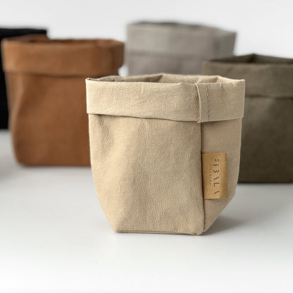 XS washable paper bag set, multi-color, white BG—eco mini tote