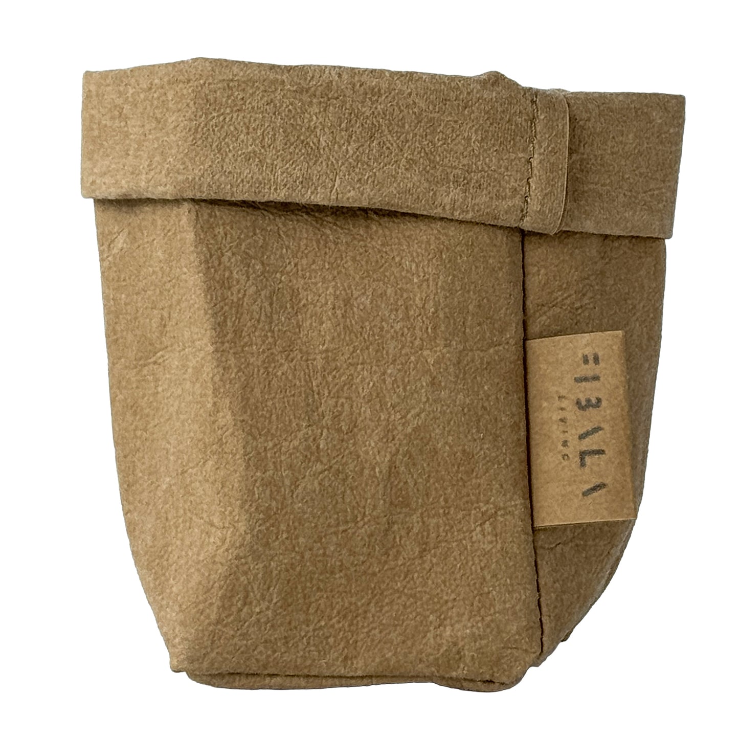 XS tall brown washable paper bag, white BG—eco mini tote