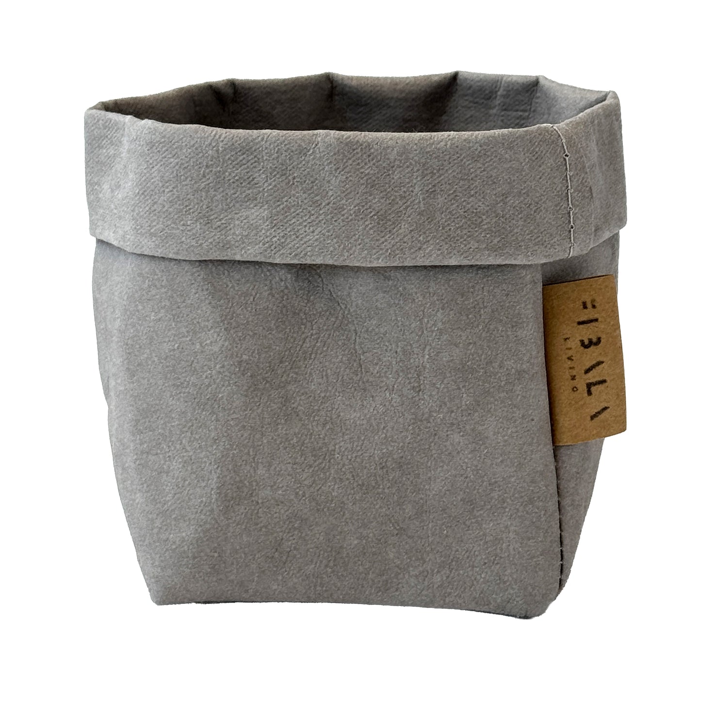 Petite grey washable paper bag, white BG—eco mini tote